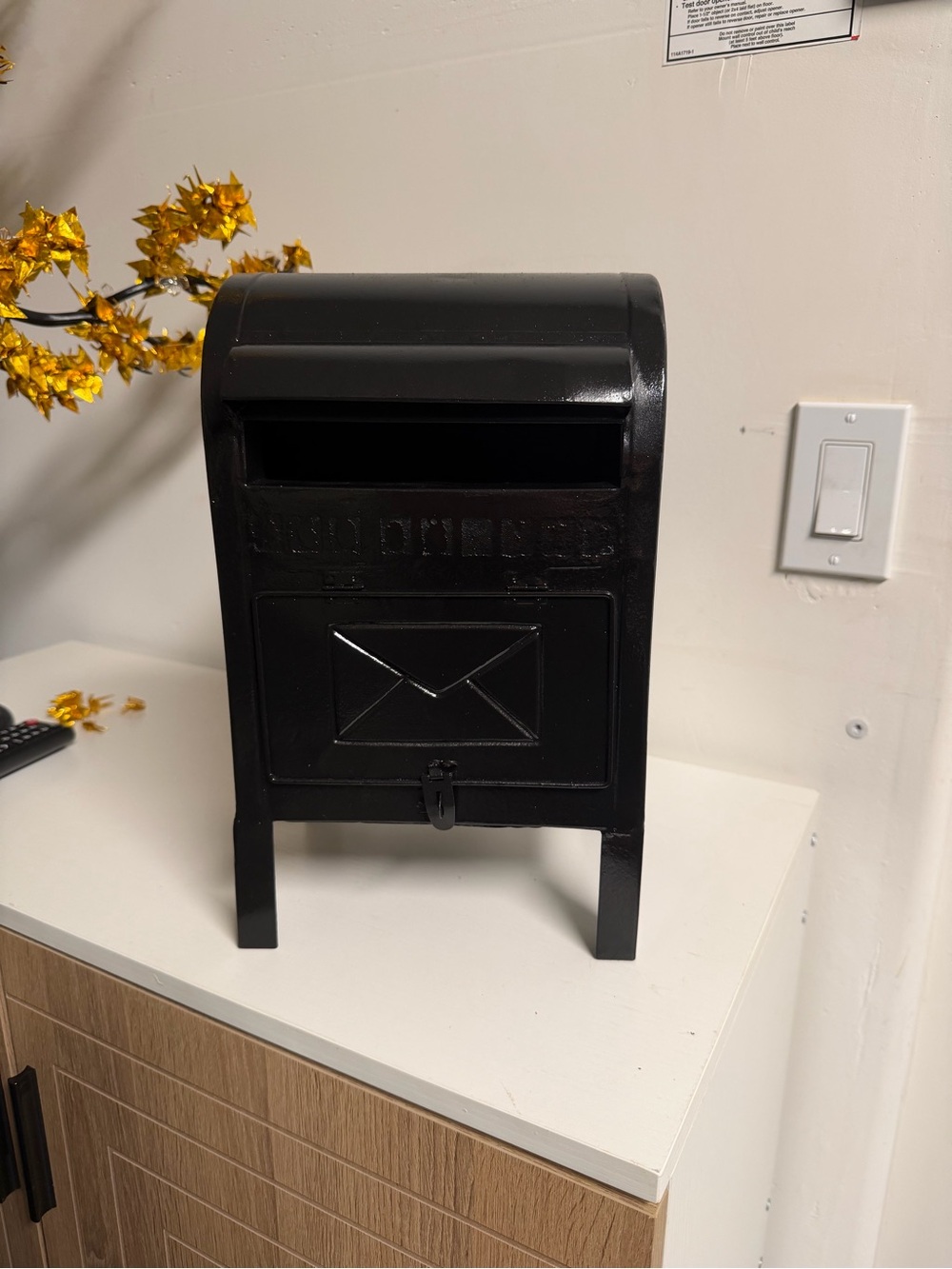 Black Decorative Metal Mailbox Organizer - Home Office